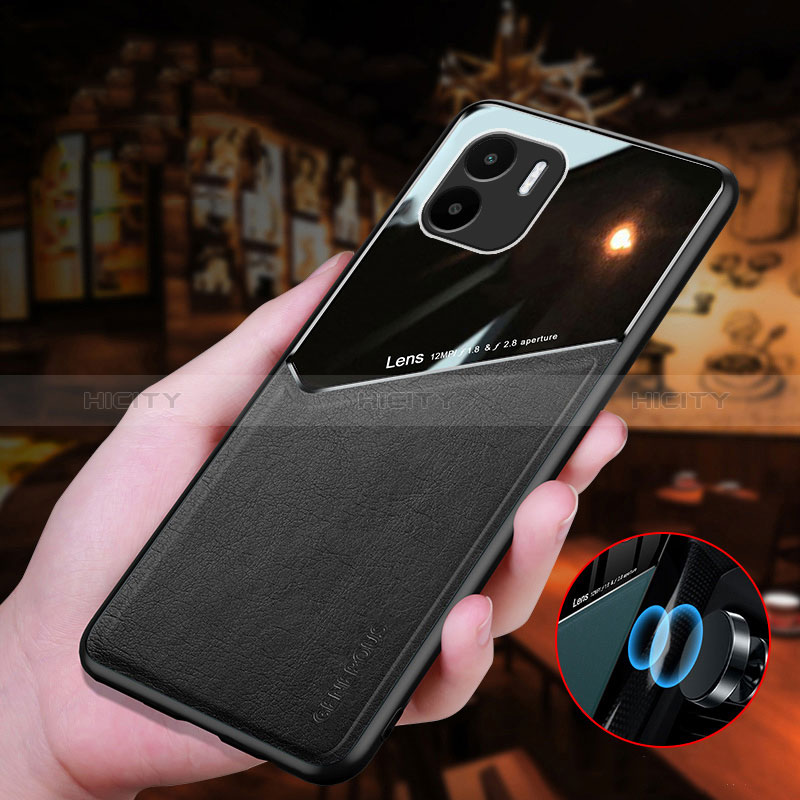 Silikon Hülle Handyhülle Gummi Schutzhülle Flexible Leder Tasche mit Magnetisch für Xiaomi Redmi A2 groß