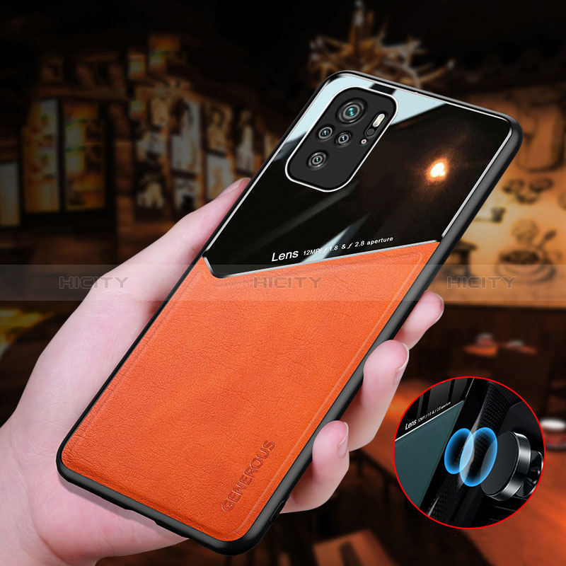 Silikon Hülle Handyhülle Gummi Schutzhülle Flexible Leder Tasche mit Magnetisch für Xiaomi Redmi Note 10 4G