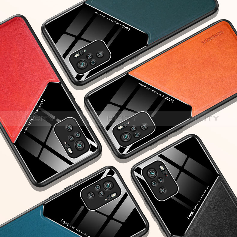 Silikon Hülle Handyhülle Gummi Schutzhülle Flexible Leder Tasche mit Magnetisch für Xiaomi Redmi Note 10 4G groß