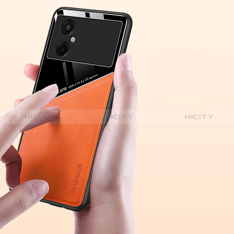 Silikon Hülle Handyhülle Gummi Schutzhülle Flexible Leder Tasche mit Magnetisch für Xiaomi Redmi Note 11R 5G groß