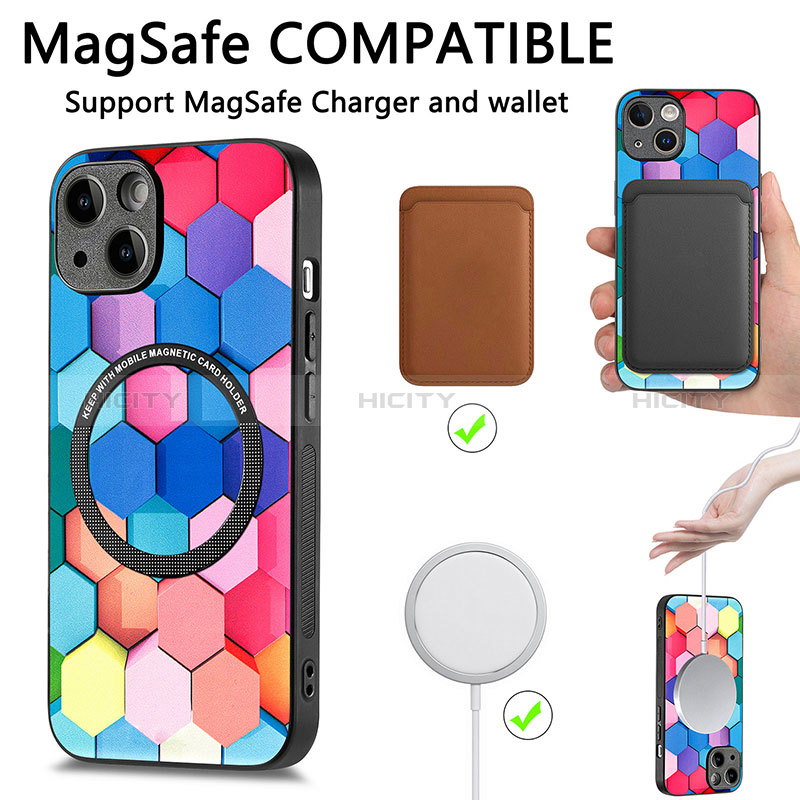 Silikon Hülle Handyhülle Gummi Schutzhülle Flexible Leder Tasche mit Magnetisch S01D für Apple iPhone 13