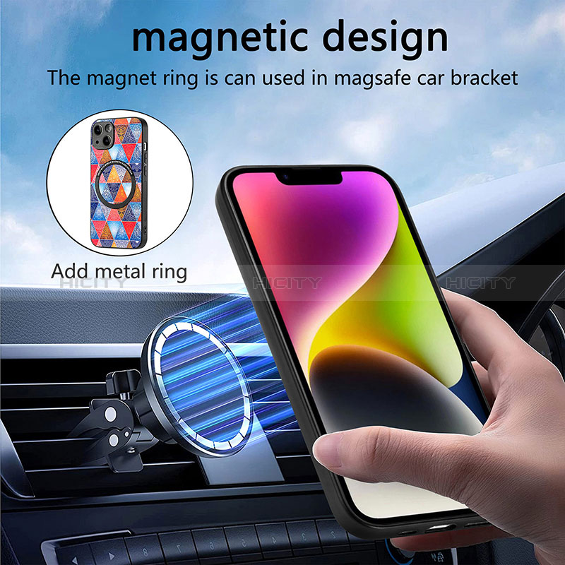 Silikon Hülle Handyhülle Gummi Schutzhülle Flexible Leder Tasche mit Magnetisch S01D für Apple iPhone 14