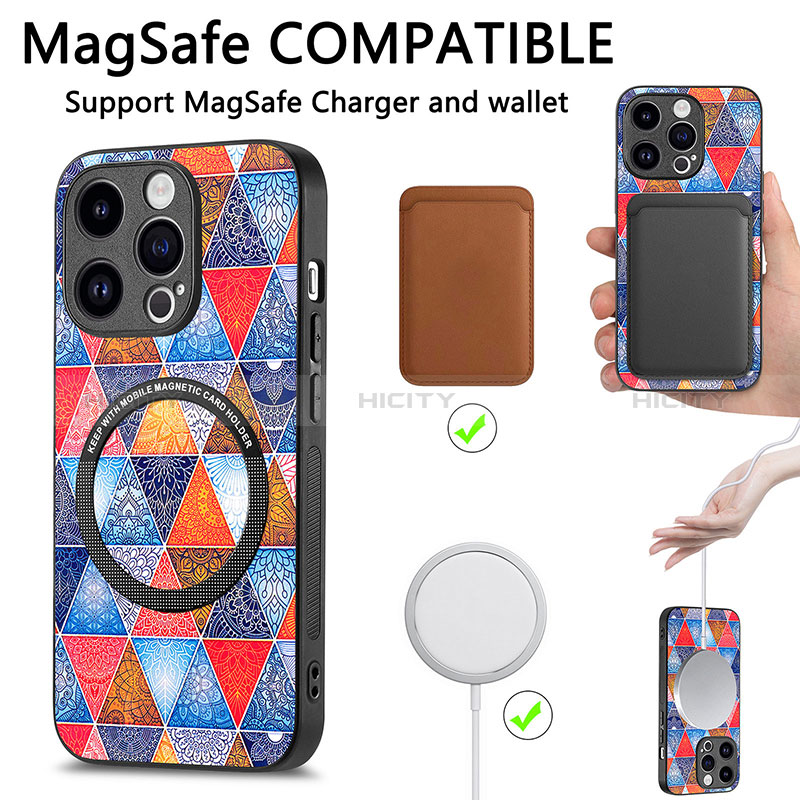 Silikon Hülle Handyhülle Gummi Schutzhülle Flexible Leder Tasche mit Magnetisch S01D für Apple iPhone 14 Pro