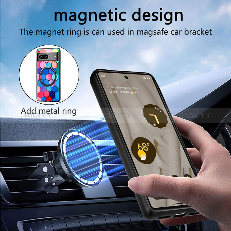 Silikon Hülle Handyhülle Gummi Schutzhülle Flexible Leder Tasche mit Magnetisch S01D für Google Pixel 7 5G