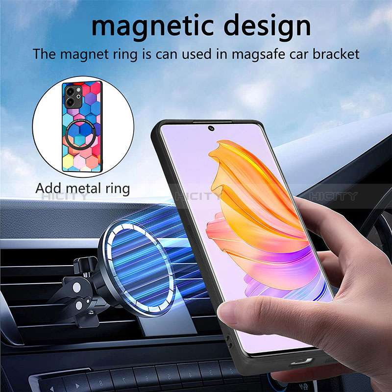 Silikon Hülle Handyhülle Gummi Schutzhülle Flexible Leder Tasche mit Magnetisch S01D für Huawei Honor 80 SE 5G