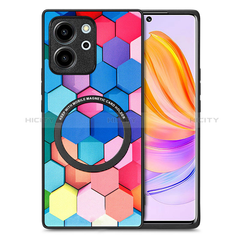 Silikon Hülle Handyhülle Gummi Schutzhülle Flexible Leder Tasche mit Magnetisch S01D für Huawei Honor 80 SE 5G