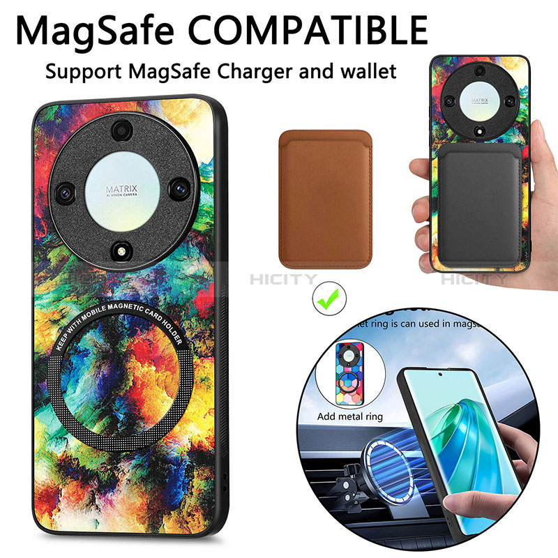 Silikon Hülle Handyhülle Gummi Schutzhülle Flexible Leder Tasche mit Magnetisch S01D für Huawei Honor Magic5 Lite 5G groß