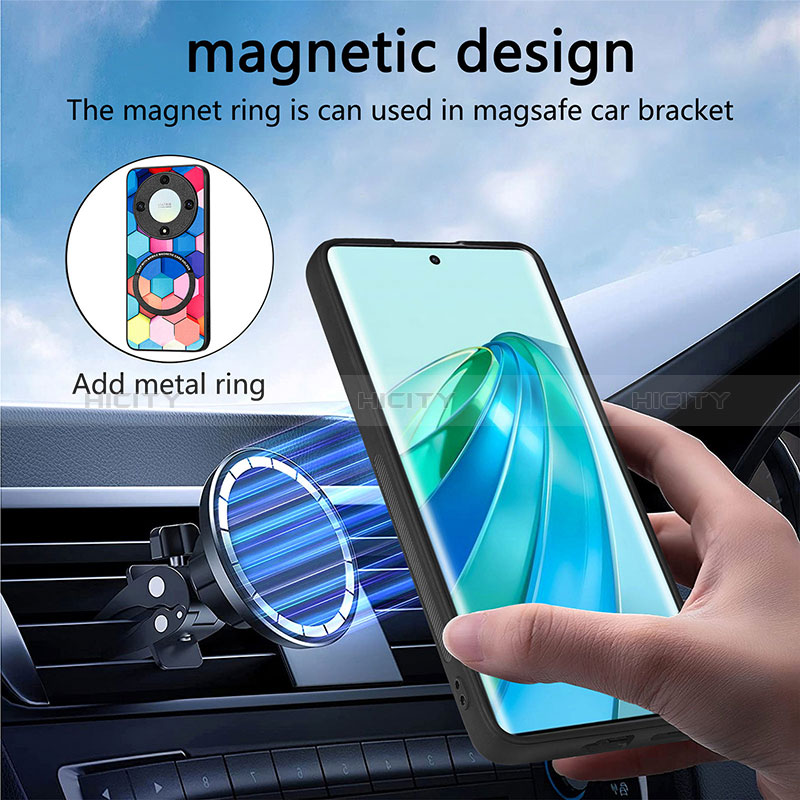 Silikon Hülle Handyhülle Gummi Schutzhülle Flexible Leder Tasche mit Magnetisch S01D für Huawei Honor Magic5 Lite 5G groß