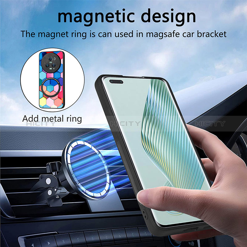 Silikon Hülle Handyhülle Gummi Schutzhülle Flexible Leder Tasche mit Magnetisch S01D für Huawei Honor Magic5 Pro 5G