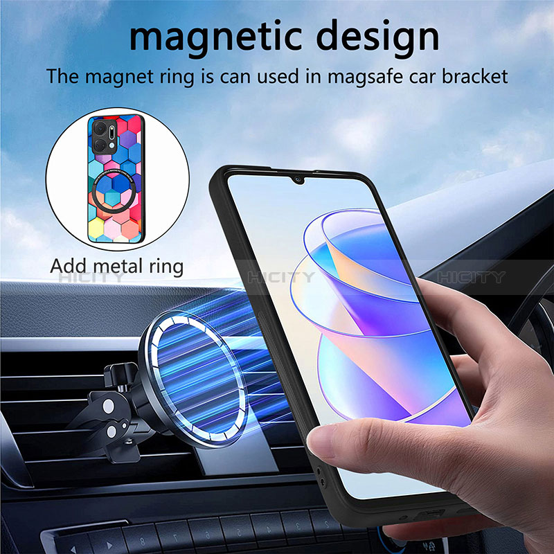 Silikon Hülle Handyhülle Gummi Schutzhülle Flexible Leder Tasche mit Magnetisch S01D für Huawei Honor X7a