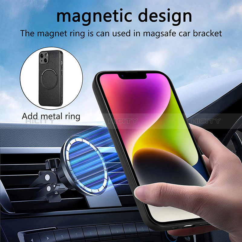 Silikon Hülle Handyhülle Gummi Schutzhülle Flexible Leder Tasche mit Magnetisch S02D für Apple iPhone 14