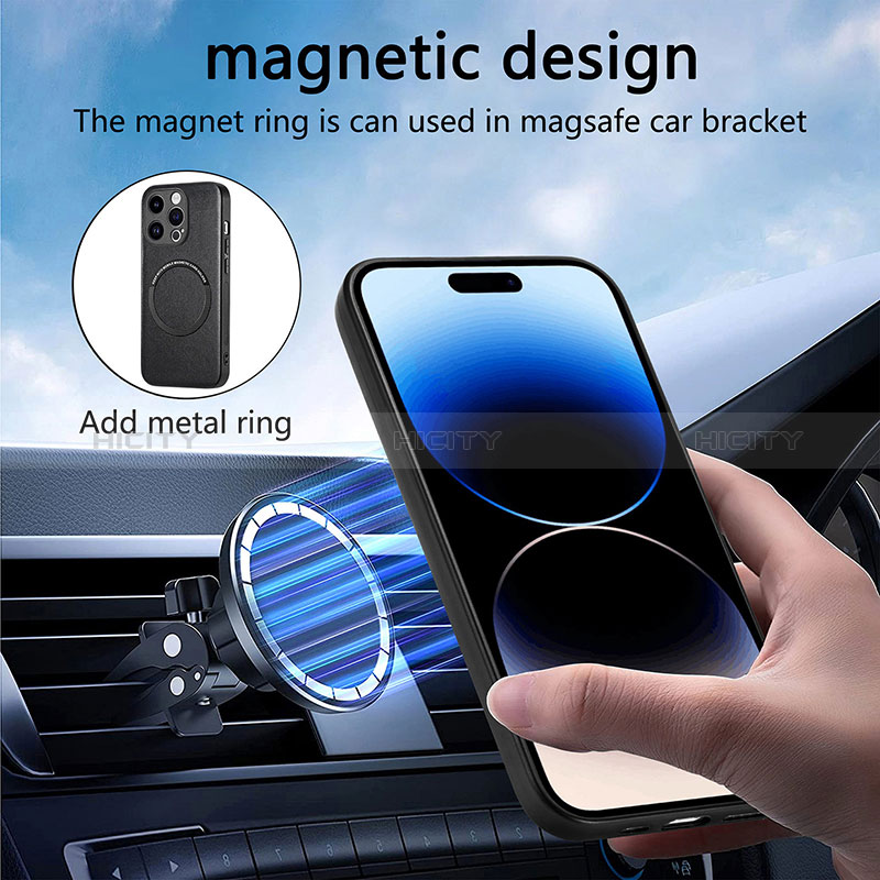 Silikon Hülle Handyhülle Gummi Schutzhülle Flexible Leder Tasche mit Magnetisch S02D für Apple iPhone 15 Pro Max groß