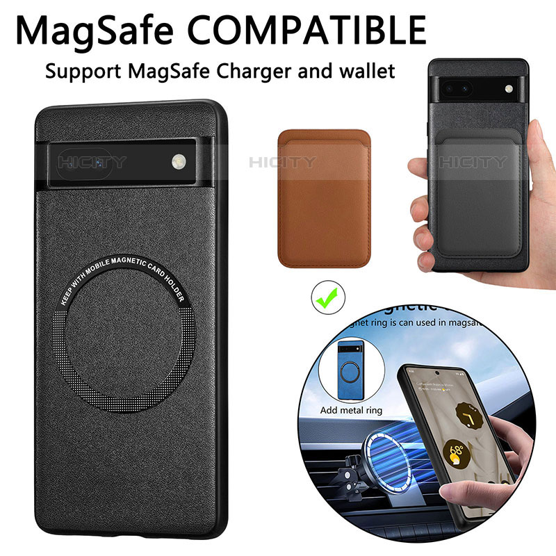 Silikon Hülle Handyhülle Gummi Schutzhülle Flexible Leder Tasche mit Magnetisch S02D für Google Pixel 6a 5G