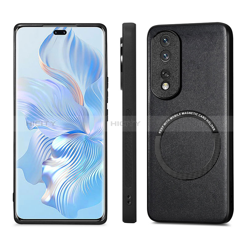 Silikon Hülle Handyhülle Gummi Schutzhülle Flexible Leder Tasche mit Magnetisch S02D für Huawei Honor 80 Pro Flat 5G