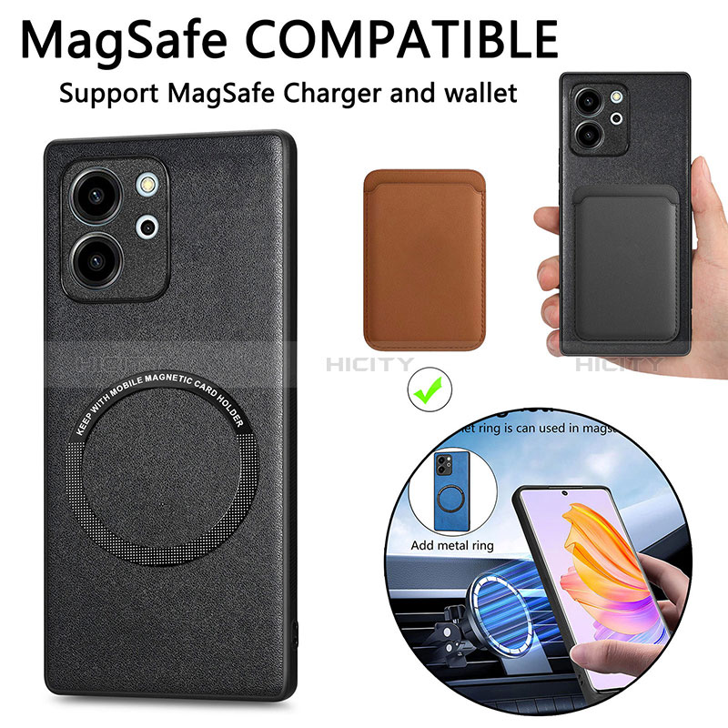 Silikon Hülle Handyhülle Gummi Schutzhülle Flexible Leder Tasche mit Magnetisch S02D für Huawei Honor 80 SE 5G groß