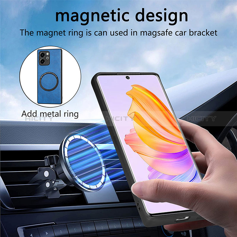 Silikon Hülle Handyhülle Gummi Schutzhülle Flexible Leder Tasche mit Magnetisch S02D für Huawei Honor 80 SE 5G groß