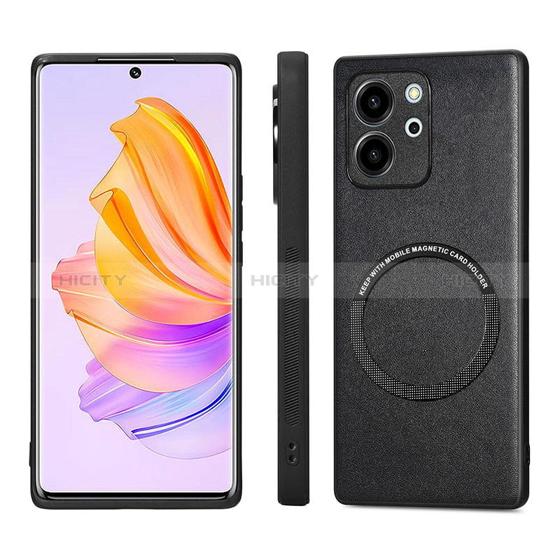 Silikon Hülle Handyhülle Gummi Schutzhülle Flexible Leder Tasche mit Magnetisch S02D für Huawei Honor 80 SE 5G groß