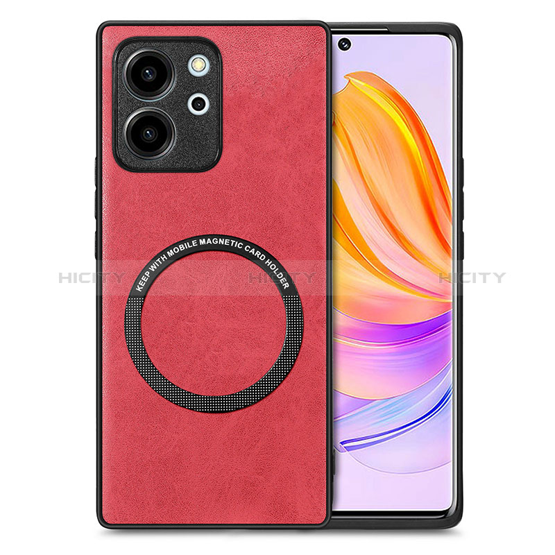 Silikon Hülle Handyhülle Gummi Schutzhülle Flexible Leder Tasche mit Magnetisch S02D für Huawei Honor 80 SE 5G Rot Plus