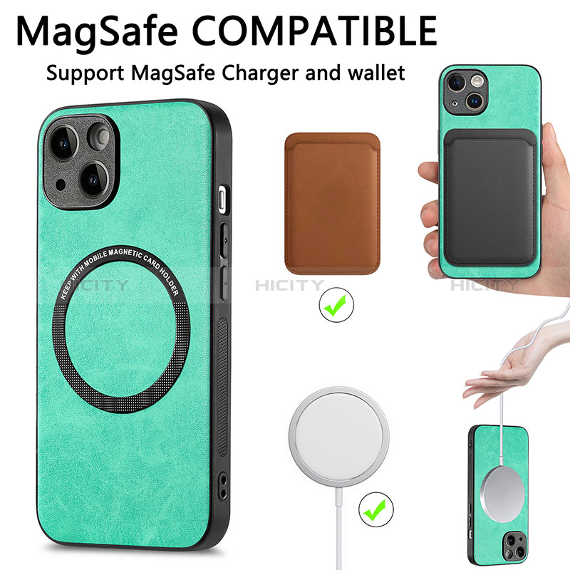 Silikon Hülle Handyhülle Gummi Schutzhülle Flexible Leder Tasche mit Magnetisch S11D für Apple iPhone 15 Plus groß