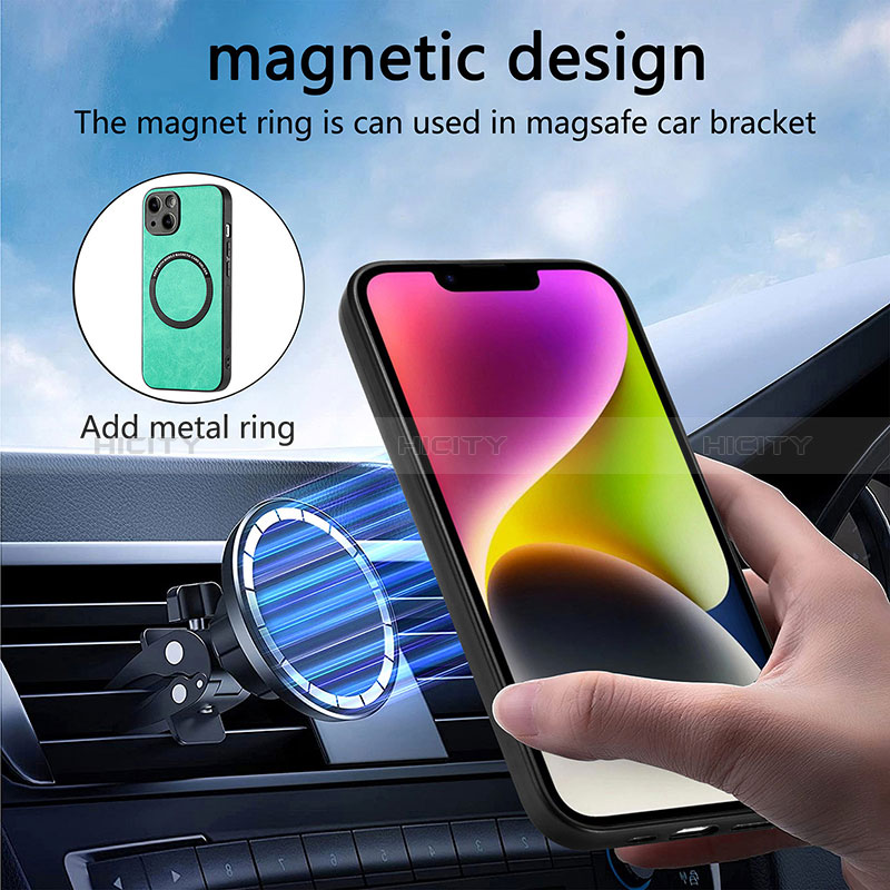 Silikon Hülle Handyhülle Gummi Schutzhülle Flexible Leder Tasche mit Magnetisch S11D für Apple iPhone 15 Plus groß