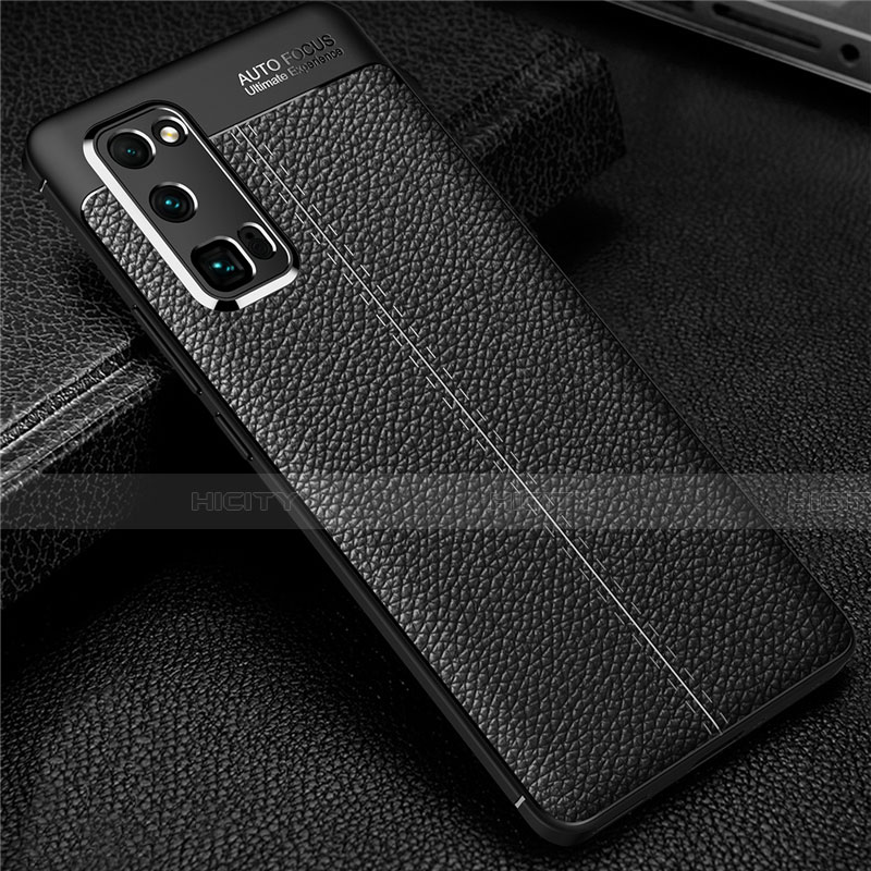 Silikon Hülle Handyhülle Gummi Schutzhülle Flexible Leder Tasche S01 für Huawei Honor 30 Pro Schwarz