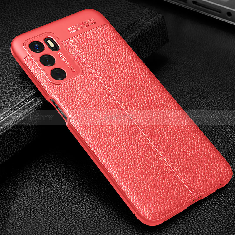 Silikon Hülle Handyhülle Gummi Schutzhülle Flexible Leder Tasche S01 für Oppo A16 Rot