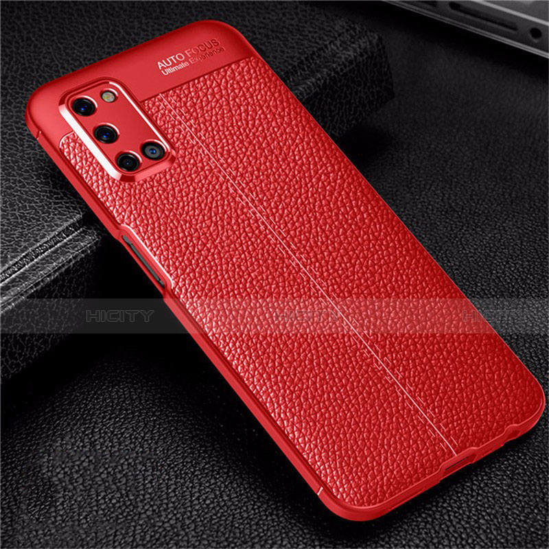 Silikon Hülle Handyhülle Gummi Schutzhülle Flexible Leder Tasche S01 für Oppo A52 Rot