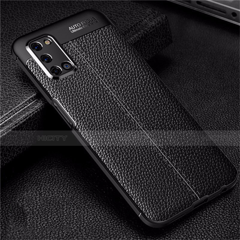 Silikon Hülle Handyhülle Gummi Schutzhülle Flexible Leder Tasche S01 für Oppo A72 Schwarz