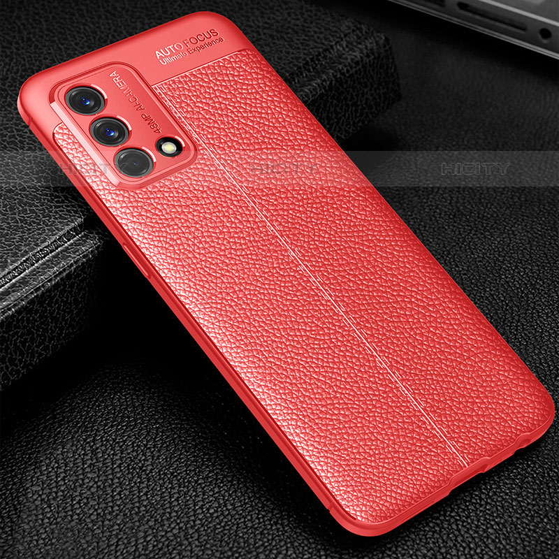 Silikon Hülle Handyhülle Gummi Schutzhülle Flexible Leder Tasche S01 für Oppo Reno6 Lite Rot