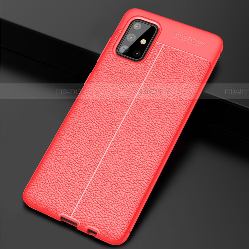 Silikon Hülle Handyhülle Gummi Schutzhülle Flexible Leder Tasche S01 für Samsung Galaxy A71 5G Rot