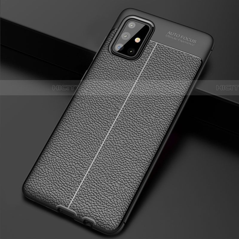 Silikon Hülle Handyhülle Gummi Schutzhülle Flexible Leder Tasche S01 für Samsung Galaxy A71 5G Schwarz