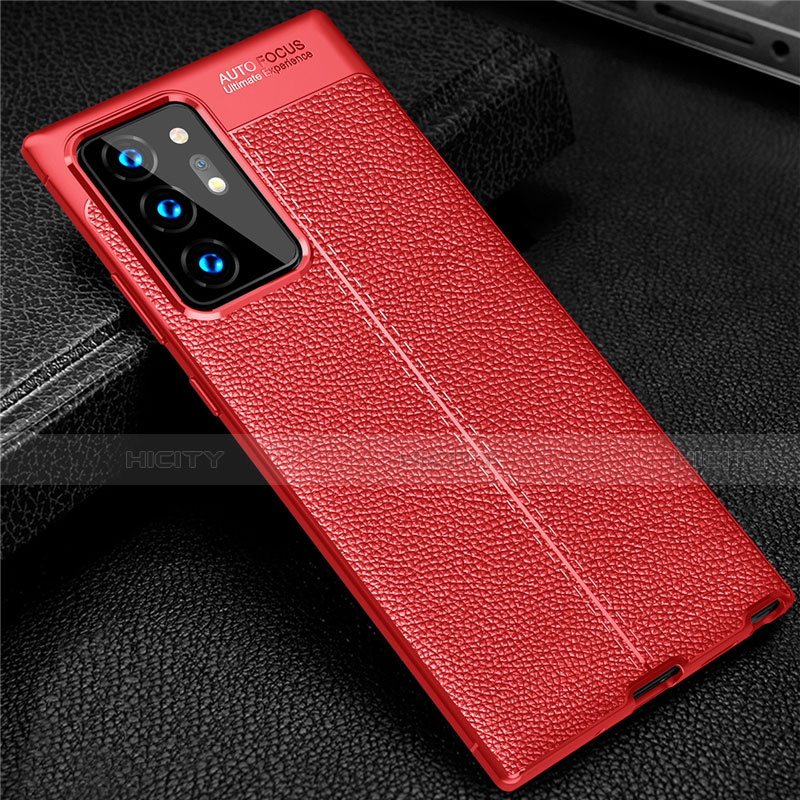 Silikon Hülle Handyhülle Gummi Schutzhülle Flexible Leder Tasche S01 für Samsung Galaxy Note 20 Ultra 5G Rot