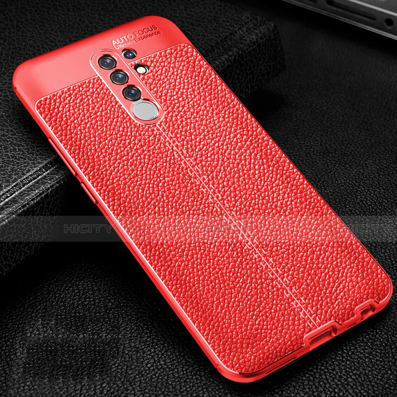 Silikon Hülle Handyhülle Gummi Schutzhülle Flexible Leder Tasche S01 für Xiaomi Redmi 9 Prime India Rot