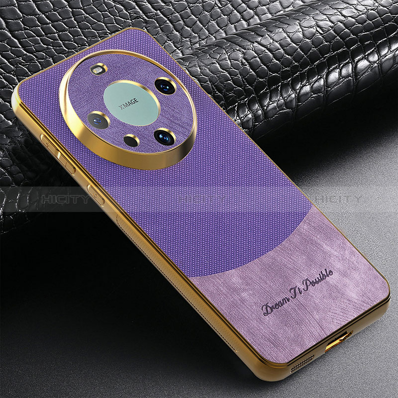 Silikon Hülle Handyhülle Gummi Schutzhülle Flexible Leder Tasche S01D für Huawei Mate 60 Pro Violett