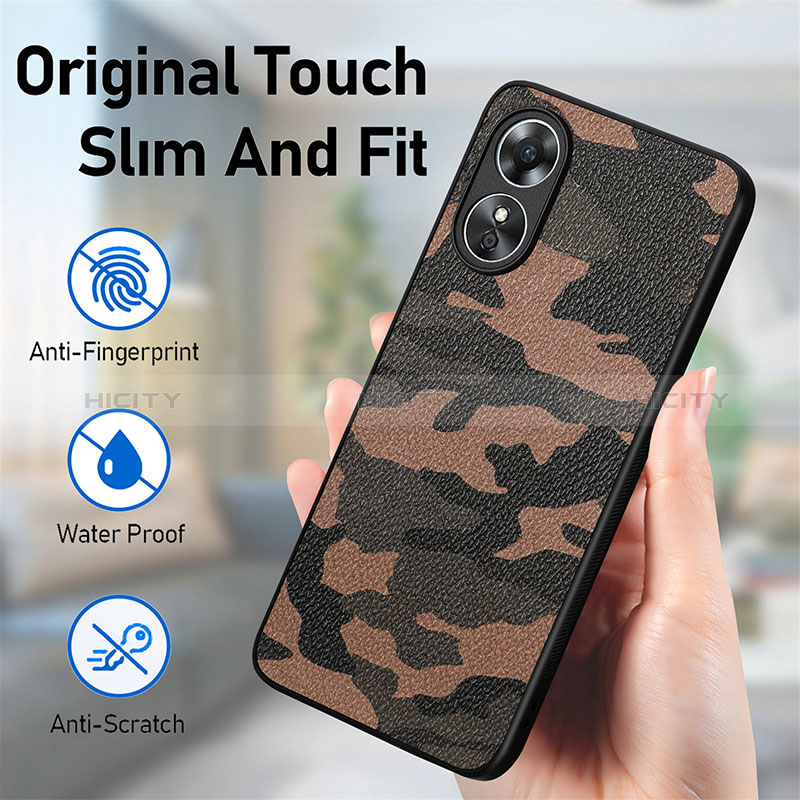 Silikon Hülle Handyhülle Gummi Schutzhülle Flexible Leder Tasche S01D für Oppo A17