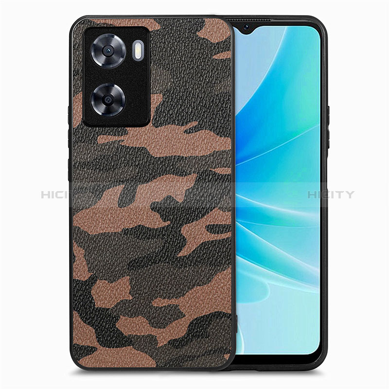 Silikon Hülle Handyhülle Gummi Schutzhülle Flexible Leder Tasche S01D für Oppo A77 4G Braun Plus