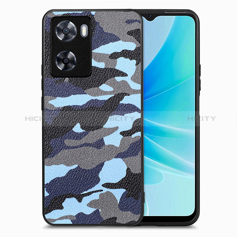 Silikon Hülle Handyhülle Gummi Schutzhülle Flexible Leder Tasche S01D für Oppo A77s Blau