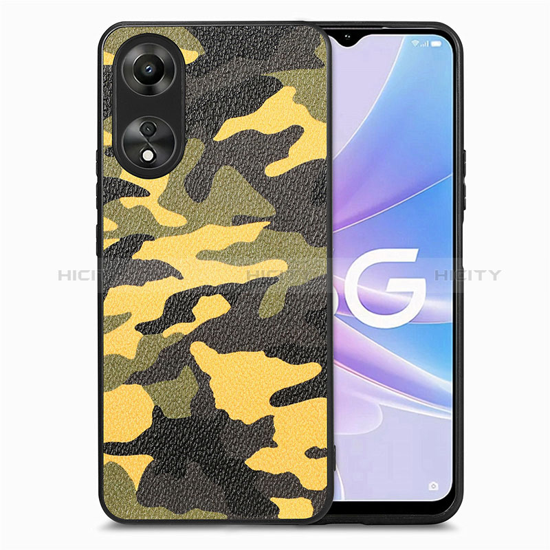 Silikon Hülle Handyhülle Gummi Schutzhülle Flexible Leder Tasche S01D für Oppo A78 5G Gelb