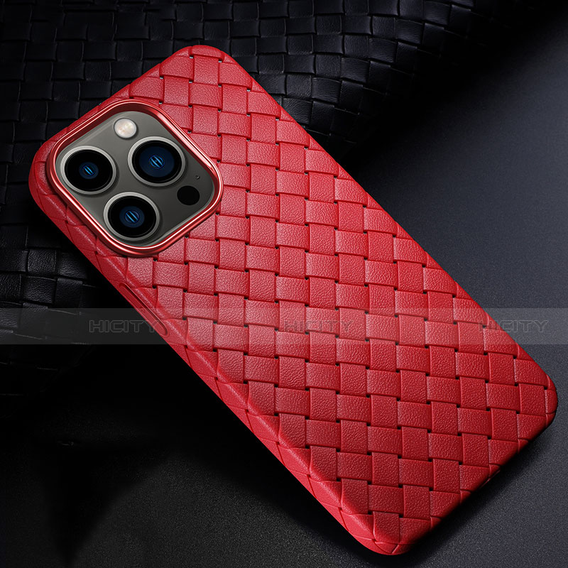 Silikon Hülle Handyhülle Gummi Schutzhülle Flexible Leder Tasche S02 für Apple iPhone 13 Pro Rot