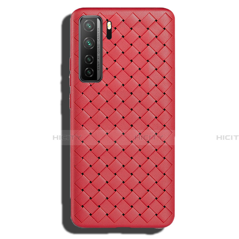 Silikon Hülle Handyhülle Gummi Schutzhülle Flexible Leder Tasche S02 für Huawei Nova 7 SE 5G Rot