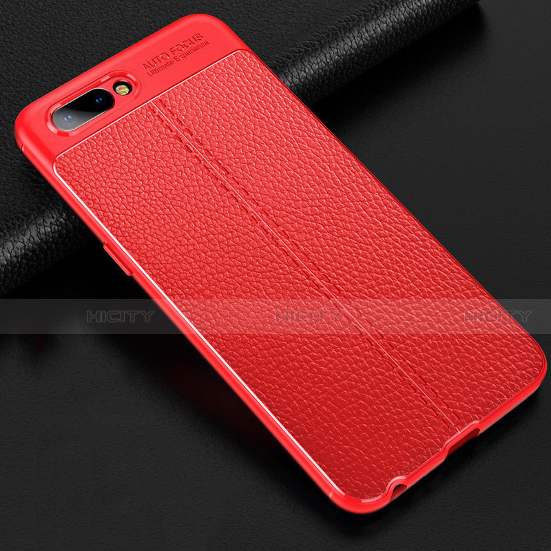 Silikon Hülle Handyhülle Gummi Schutzhülle Flexible Leder Tasche S02 für Oppo A12e Rot