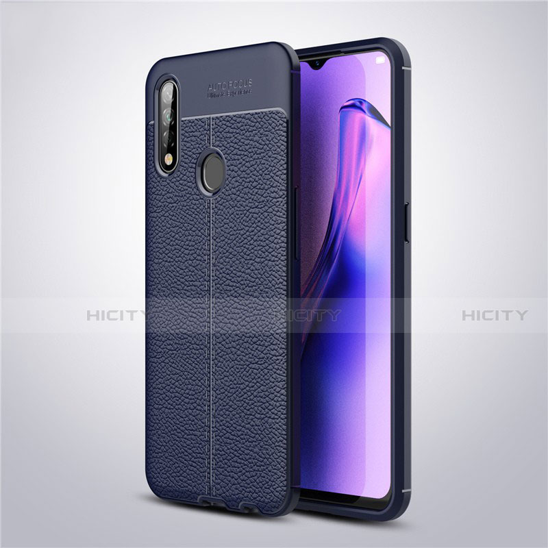 Silikon Hülle Handyhülle Gummi Schutzhülle Flexible Leder Tasche S02 für Oppo A8 Blau