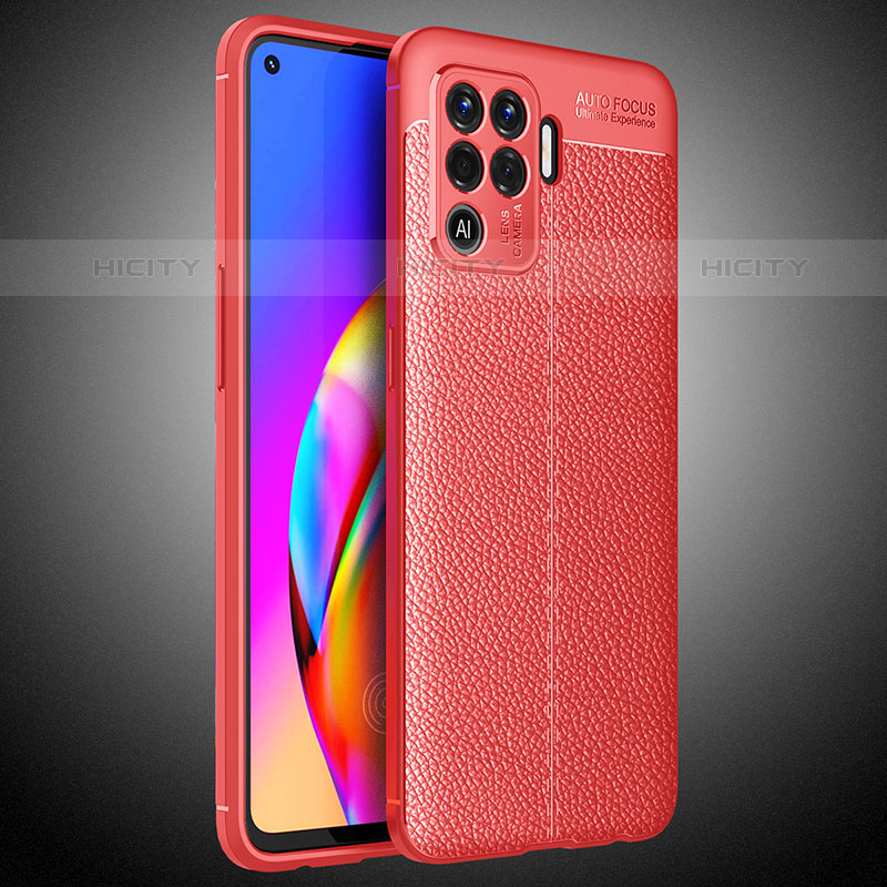 Silikon Hülle Handyhülle Gummi Schutzhülle Flexible Leder Tasche S02 für Oppo A94 4G Rot