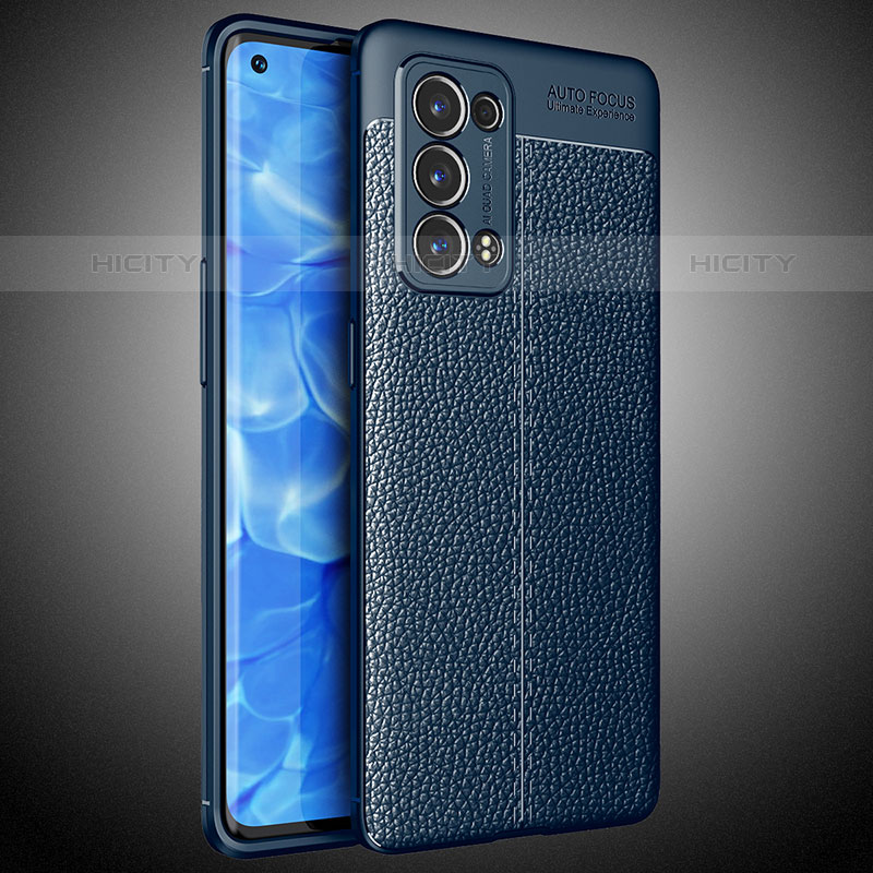 Silikon Hülle Handyhülle Gummi Schutzhülle Flexible Leder Tasche S02 für Oppo Reno6 Pro 5G Blau