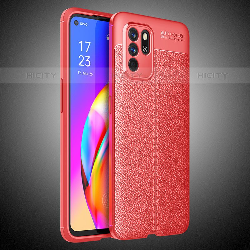 Silikon Hülle Handyhülle Gummi Schutzhülle Flexible Leder Tasche S02 für Oppo Reno6 Z 5G Rot