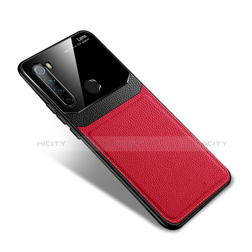 Silikon Hülle Handyhülle Gummi Schutzhülle Flexible Leder Tasche S02 für Xiaomi Redmi Note 8 (2021) Rot Plus