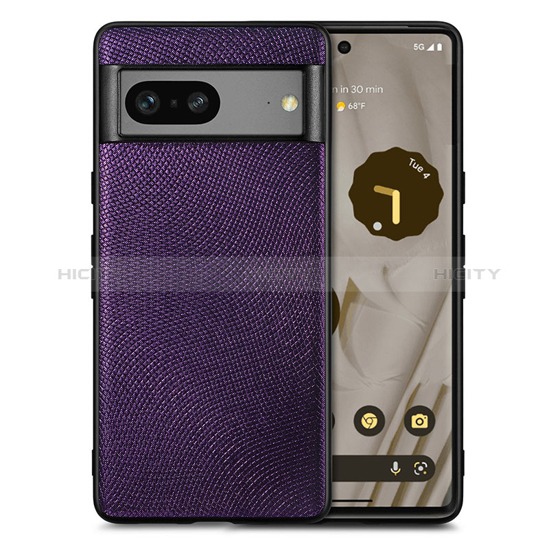 Silikon Hülle Handyhülle Gummi Schutzhülle Flexible Leder Tasche S02D für Google Pixel 7 5G Violett Plus