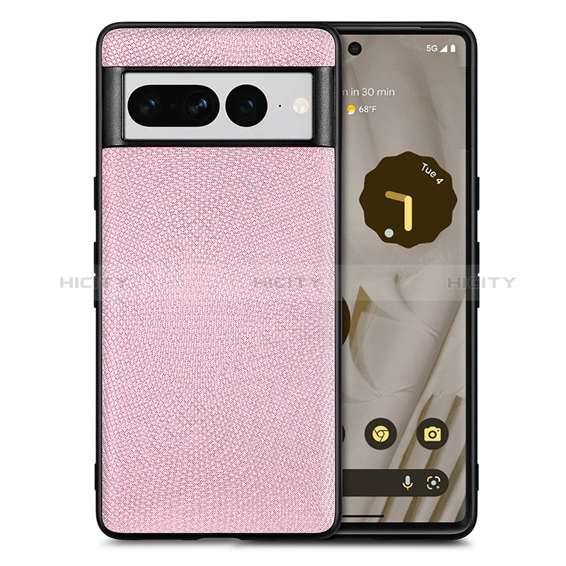 Silikon Hülle Handyhülle Gummi Schutzhülle Flexible Leder Tasche S02D für Google Pixel 7 Pro 5G Rosa