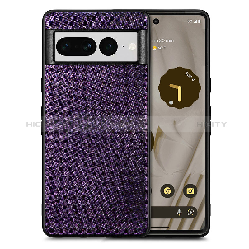 Silikon Hülle Handyhülle Gummi Schutzhülle Flexible Leder Tasche S02D für Google Pixel 7 Pro 5G Violett