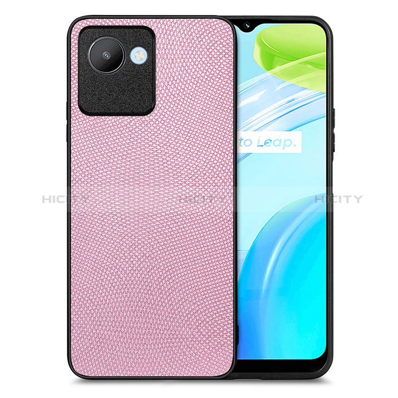 Silikon Hülle Handyhülle Gummi Schutzhülle Flexible Leder Tasche S02D für Realme C30 Rosa